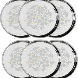 snapple Stainless Steel Classic Designer Thali/Khumcha/Dinner Plate Heavy Guage 27cm Dinner Plate-picture-17