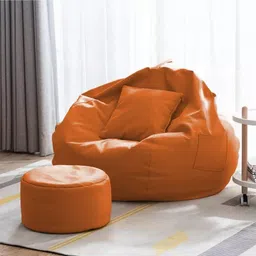 kam's lieu XXXL Bean Bag with Footrest and Cushion Ready To Use Faux Leather Teardrop Bean Bag With Bean Filling-picture-35