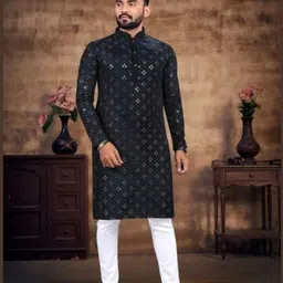 shivgarment Men Cotton Blend Kurta Pyjama Set-picture-11