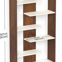 bluewud Maxelle Large Cabinet Book Rack Organizer with Shelves for Home Library Engineered Wood Open Book Shelf image 4