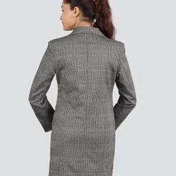 young club classic TWEED CHECKED Self Design Coat For Women image 2