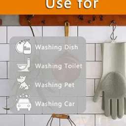 ablue clipper Silicon Glove For Kitchen Dish Washing Cleaning Scrubbing Pet Wet and Dry Glove Set image 5