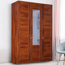 hometown Antwerp 3 Door Wardrobe in Sheesham Finish with Mirror-picture-34