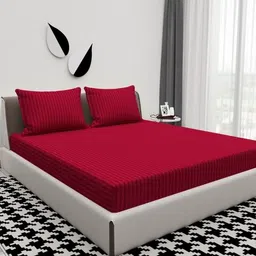 riterom Microfiber King Flat 300 TC Striped Bedsheet-picture-26