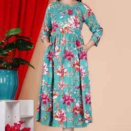 shree ganesh fashion Floral Print Viscose Rayon Stitched Flared/A-line Gown image 3