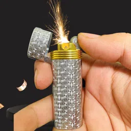 teamb Soft Curved Flame Butane Lighter – Refillable Lighter with Grinding Wheel Soft Flame Butane Lighter Pocket Lighter image 2
