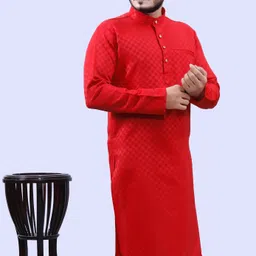 tibra collection Men Solid Cotton Blend Straight Kurta image 3