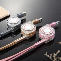 SANNO WORLD 3-in-1 Cable 2 A 1.12 m 3-in-1 Retractable USB Charging Cable Multi-Device Fast Charger Cord image 2
