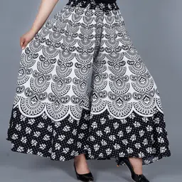 matkewalaz Women Relaxed Black, White Pure Cotton With Attached Dupatta Trousers-picture-17