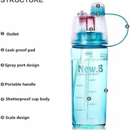 ka easy click Dual Function Sports Spray Bottle for Hydration and Cooling 600 ml Water Bottle image 4