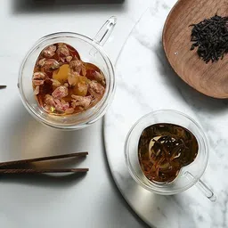 anstex Pack of 2 Borosilicate Glass Double Wall Heart Shape Cup Coffee & Tea Cup-picture-12