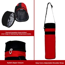 marine pearl Thermal 1L Bottle Cover Carrier Holder Sleeve with Adjustable Shoulder Handle & Zipper Closure. image 2