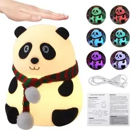 diyalux Cute Panda,USB Rechargeable, 7-Colors Changing Light, Room Decor Night Lamp image 5