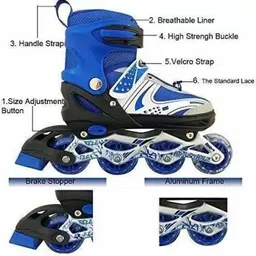 voroly Adjustable Aluminium Inline Combo Set for Boys Kids and Girls Quad Roller Skates - Size L UK image 4