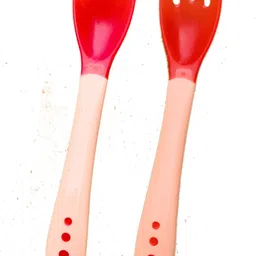the little lookers Silicone Tip Heat Sensitive Silicone Spoons | Temperature Sensing Spoons | Spoon & Fork Set - (Red) - Silicone-picture-28