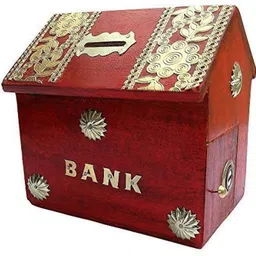 doon furniture house Wooden Money Bank Kids Piggy Coin Box Gifts Wooden Money Bank Coin Bank (Red) Coin Bank-picture-40