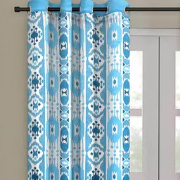 romee White Polyester Velvet Ethnic Motif 7FT Light Filtering Eyelet Door Curtains (Pack of 1) image 2