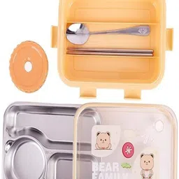 d&d nx 3 Compartment Stainless Steel Lunch Box with Steel Cutlery Inside 3 Containers Lunch Box image 3