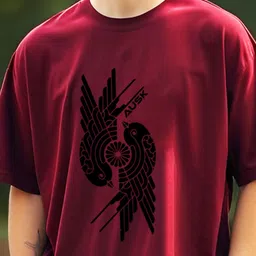 ausk Men Printed Round Neck Cotton Blend Maroon T-Shirt image 3