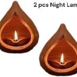 qwgpt Naryal DIYA FOR HOME DECOREION /DIWALI DIYA/OIL LAMP/CLAY DIYAS/MITTI KA DIYA Ceramic (Pack of 2) Table Diya Set image 1