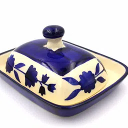 potzo Ceramic Butter Dish with Lid, 250 ML, Mughal Painting Design Butter Dish image 3