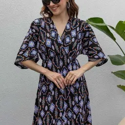 nwh Women A-line Multicolor Ankle Length Dress image 4