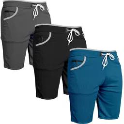 viradiyaenterprise Pack of 3 Solid Men Multicolor Regular Shorts-picture-17