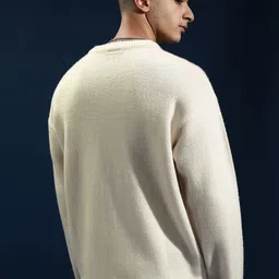 highlander Men Self Design Round Neck White Sweater image 2