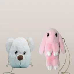 mahammad enterprise Pink Women Sling Bag Adorable Plush Teddy & Bunny Crossbody Sling Bag Combo for Girls & Women-picture-29