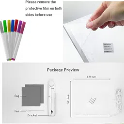 barepepe Acraylic Rewriteable Dry Erase Night Lamp Light Message Board For Bedroom Office Table Lamp image 5