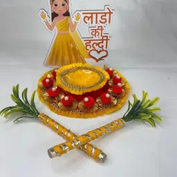tgs Lado Ki Haldi Decorative Platter | Handmade Haldi Ceremony Decoration Platter Wood Decorative Platter-picture-25