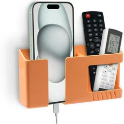 Unique Goods Haven Wall-Mounted Phone Stand & Remote Holder | | No Drill -Orange Mobile Holder-picture-11