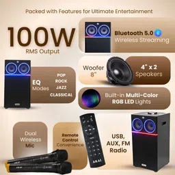 Akai Bluetooth UltraBoom-100 100 W Bluetooth Party Speaker image 3