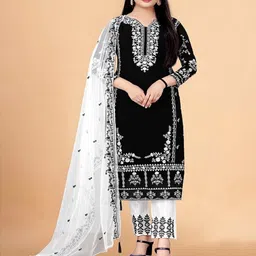 zonfab Semi Stitched Georgette Gown/Anarkali Kurta & Bottom Material Embroidered-picture-13