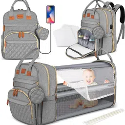 indirocks Multifunctional Mummy Bag Foldable Nappy Backpacks Baby Bed-41x30 Cm Diaper Bag image 1