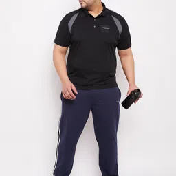 austivo Men Colorblock Polo Neck Polyester Black T-Shirt image 5