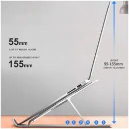 SSCOMPUTER 4 Aluminium Desk Stand Laptop Stand with Adjustable Height Compatible with Universal Laptops image 2