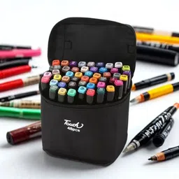 estora enterprise Markers 48 Colours with Carrying Case for Painting Sketching Calligraphy Drawing image 1