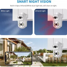 SIOVS WIFI CCTV Dual Lens HD Camera Bullet+360° PTZ Control TwoWay Audio Night Vision Security Camera image 2