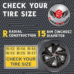 cubodeplato Delta Black 12 inch Universal Wheel Cover For Universal For Car 800, EON Era Plus, Omni, Alto, Zen, Alto 800, 800 Std, Alto 800 LXI, Omni Van, Omni MPI STD image 3
