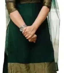 finenx Women Solid Georgette A-line Kurta With Attached Dupatta image 2