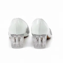 kixway Women Embellished Party Wear Transparent Block Heel Bellies Bellies For Women image 4