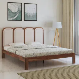 vintage home Aaram Solid Wood Queen Size Bed Non Storage in Provincial Teak Finish-picture-17