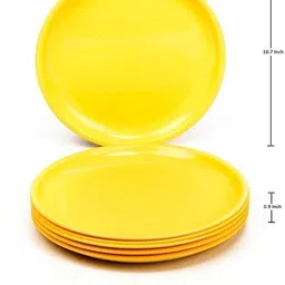 everbuy Best quality branded microwave, dishwasher and freezer safe full size polypropylene dinner plates for party and daily use (set of six yellow plates) Dinner Plate image 3