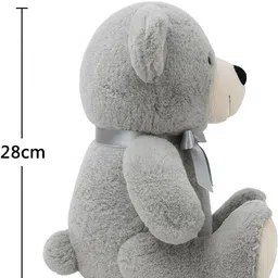 toyingly Grey Teddy Bear with Ribbon Plush Stuffed Toy for Kids - 28 cm image 2