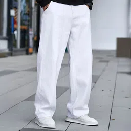 ben martin Men Loose Fit High Rise White Jeans image 1