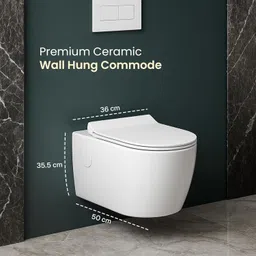 kriss kross Wall Hung Western Commode, P‑Trap 9–12 inch, Dual‑Flush Washdown, Soft‑Close Quick‑Release Seat, High‑Gloss Ceramic, Floor‑Mounted WC for Indian Bathrooms Western Commode image 2