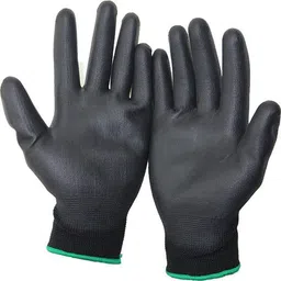 ss & ww BLACK PALM PU COATED HAND GLOVES PACK OF 5 PAIR LatexSafety Gloves image 2
