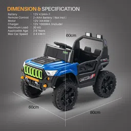 baybee Electric Ride On Battery Car For Kids with Light & Music 3 to 8 Years Jeep Battery Operated Ride On image 5