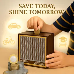 nizomi Money Saving Box For Adults & Kids | 1 Lakh Savings Challenge Wooden Piggy Bank Coin Bank image 4